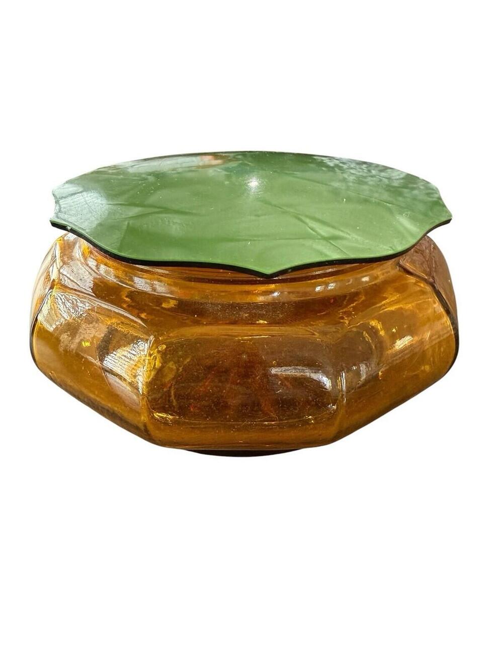 Vintage Vanity Table Glass Jar With Celluloid Lid